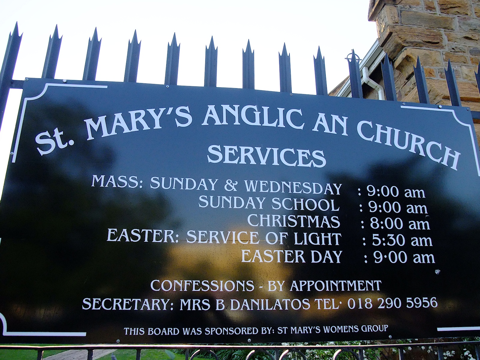 Sign at St Mary's Anglican Church in Potchefstroom